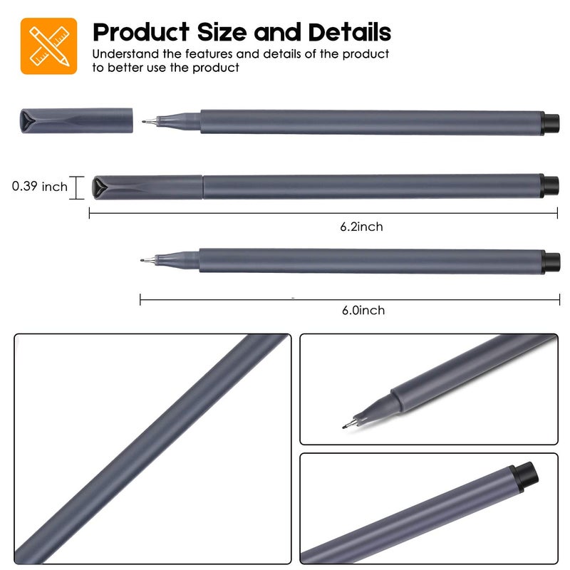 iBayam Journal Pens Fine Point Markers Fine Tip Drawing Pen Porous Fineliner Pens for Journaling Writing Note Taking Calendar Coloring Art Office School Supplies, Mars Black, 18-Pack - Image 2